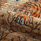 Covaba wild tiger desert rug in golden wheat, styled in a room setting