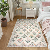 Covaba meadow floral area rug in warm beige, styled in a room setting, view 10