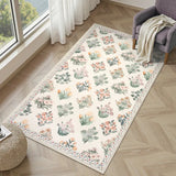 Covaba meadow floral area rug in warm beige, styled in a room setting, view 8