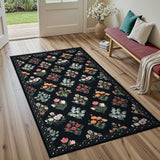 Covaba meadow floral area rug in ink black, styled in a room setting, view 8