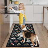 Covaba meadow floral area rug in ink black, styled in a room setting, view 10