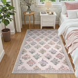 Covaba meadow floral area rug in blush clay, styled in a room setting, view 9