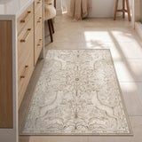 Covaba vintage woodland area rug in warm beige, styled in a room setting, view 21