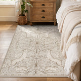Covaba vintage woodland area rug in warm beige, styled in a room setting, view 19