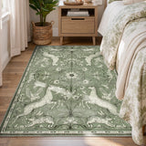 Covaba vintage woodland area rug in olive grove, styled in a room setting, view 16