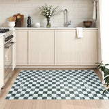 Covaba check soft easy jute black/white indoor/outdoor doormat in soft white, styled in a room setting, view 3