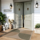Covaba rainbow easy jute black/beige indoor/outdoor area rug in warm beige, styled in a room setting, view 18