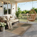 Covaba rainbow easy jute black/beige indoor/outdoor area rug in warm beige, styled in a room setting, view 20