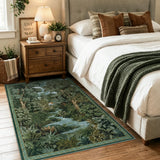 Covaba vintage forest woodland area rug in fern green, styled in a room setting, view 8