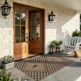 Covaba tribal soft easy jute tan indoor/outdoor area rug in multicolor, styled in a room setting, view 3