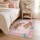 Covaba wild tiger area rug in blush clay, styled in a room setting, view 11