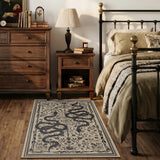 Covaba mystical snake area rug in coffee brown, styled in a room setting, view 8