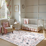 Covaba modern parisian insect area rug in soft blush, styled in a room setting, view 5