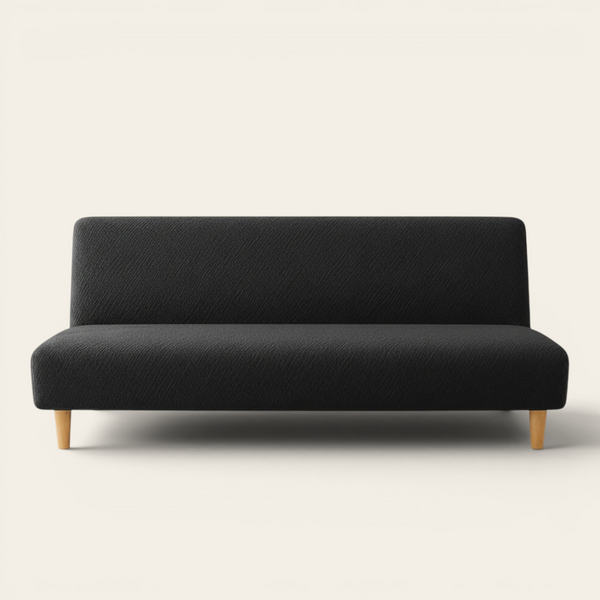 Sofa Bed Cover – Textured Jacquard – Charcoal Black