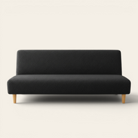 Sofa Bed Cover – Textured Jacquard – Charcoal Black