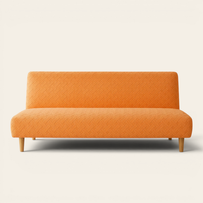 Sofa Bed Cover – Geometric Jacquard – Amber Orange