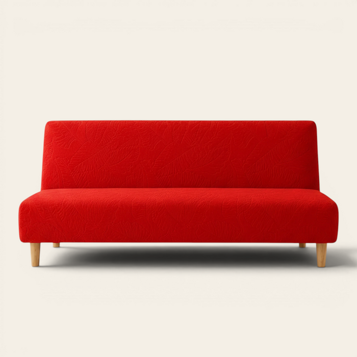 Sofa Bed Cover – Leaf Jacquard – Poppy Red