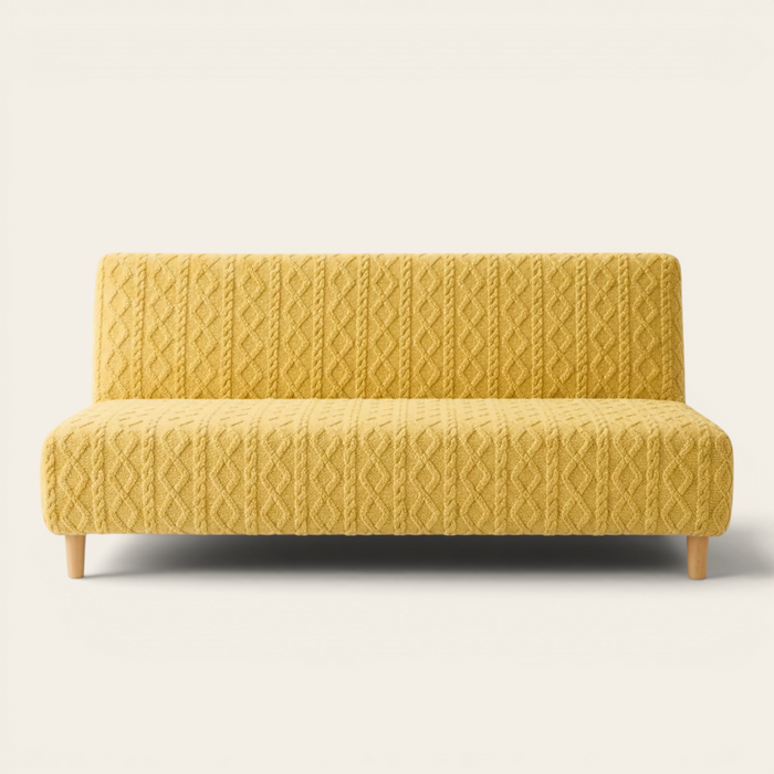 Sofa Bed Cover – Cable Knit – Golden Yellow