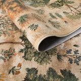 Covaba forest woodland rug in coffee brown, styled in a room setting