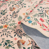 Covaba maximalist unicorn garden scalloped rug in blush clay, styled in a room setting, view 2