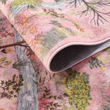 Covaba forest woodland rug in blush clay, styled in a room setting