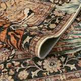 Covaba wild tiger desert rug in golden wheat, styled in a room setting, view 2