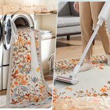 Covaba modern blooming floral garden rug in golden wheat, styled in a room setting, view 5