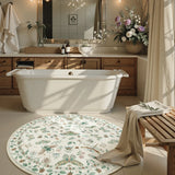 Covaba modern parisian insect round rug in warm beige, styled in a room setting, view 4