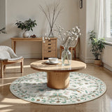 Covaba modern parisian insect round rug in warm beige, styled in a room setting, view 5