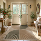 Covaba rainbow easy jute black/beige indoor/outdoor area rug in warm beige, styled in a room setting, view 10
