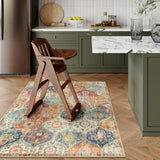 Covaba ultra-thin vintage floral moroccan trellis and area rug in faded rose, styled in a room setting, view 7