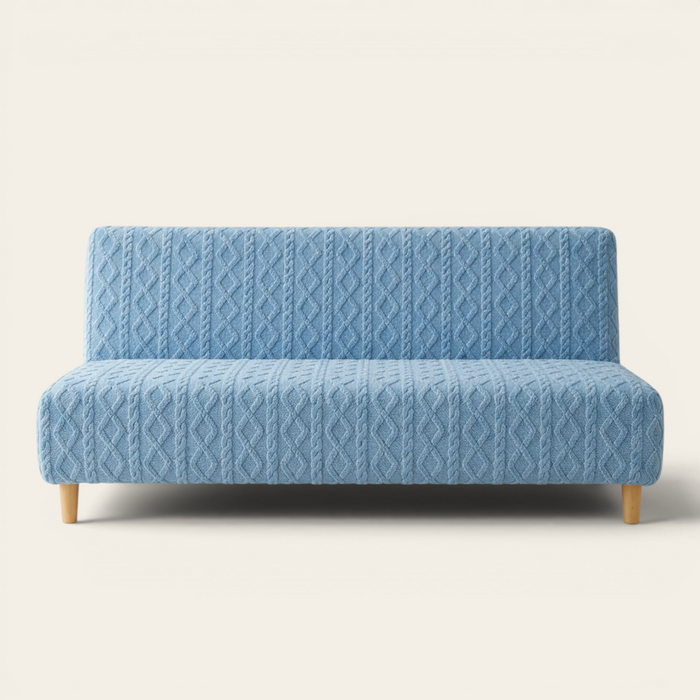 Sofa Bed Cover – Cable Knit – Sky Blue