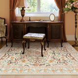 Covaba boho modern parisian garden floral fall area rug in golden wheat, styled in a room setting, view 8