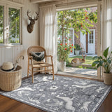 Covaba vintage woodland area rug in charcoal, styled in a room setting, view 3