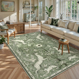 Covaba vintage woodland area rug in olive grove, styled in a room setting, view 10