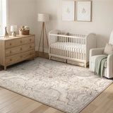 Covaba vintage woodland area rug in warm beige, styled in a room setting, view 3