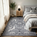 Covaba vintage woodland area rug in charcoal, styled in a room setting, view 2