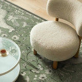 Covaba vintage woodland area rug in olive grove, styled in a room setting, view 5