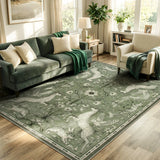 Covaba vintage woodland area rug in olive grove, styled in a room setting, view 11