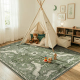 Covaba vintage woodland area rug in olive grove, styled in a room setting, view 12