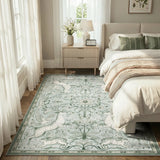 Covaba vintage woodland area rug in willow sage, styled in a room setting, view 14
