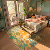 Covaba jungle fall sunrise area rug in amber clay, styled in a room setting, view 4