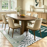 Covaba modern botanical leaf area rug in fern green, styled in a room setting, view 10