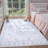 Covaba vintage persian floral area rug in muted plum, styled in a room setting, view 2
