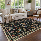Covaba modern parisian insect area rug in ink black, styled in a room setting, view 8
