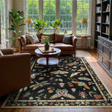 Covaba modern parisian insect area rug in ink black, styled in a room setting, view 5