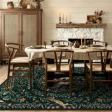 Covaba fantasy garden and unicorn area rug in forest fern, styled in a room setting, view 5