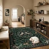 Covaba fantasy garden and unicorn area rug in forest fern, styled in a room setting, view 7