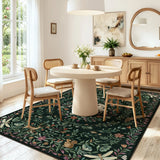 Covaba fantasy garden and unicorn area rug in forest fern, styled in a room setting, view 8