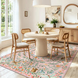 Covaba fantasy garden and unicorn area rug in blush clay, styled in a room setting, view 10